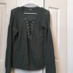 Green Laced up Sweater